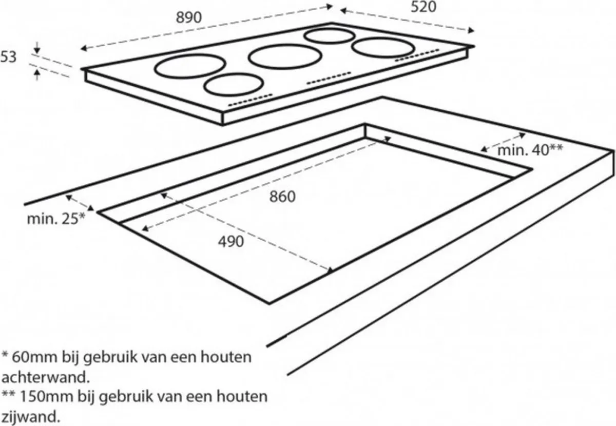 Sharp KH9I40CS00EU Inductiekookplaat 5 Zones - Zwart