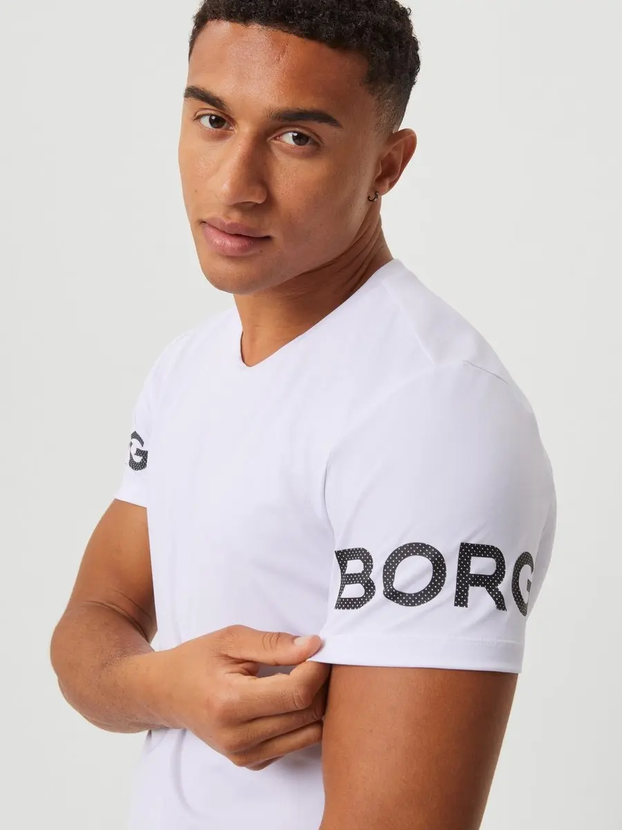 Björn Borg Heren Sportshirt Korte Mouw S - Wit - Gerecycled Polyester