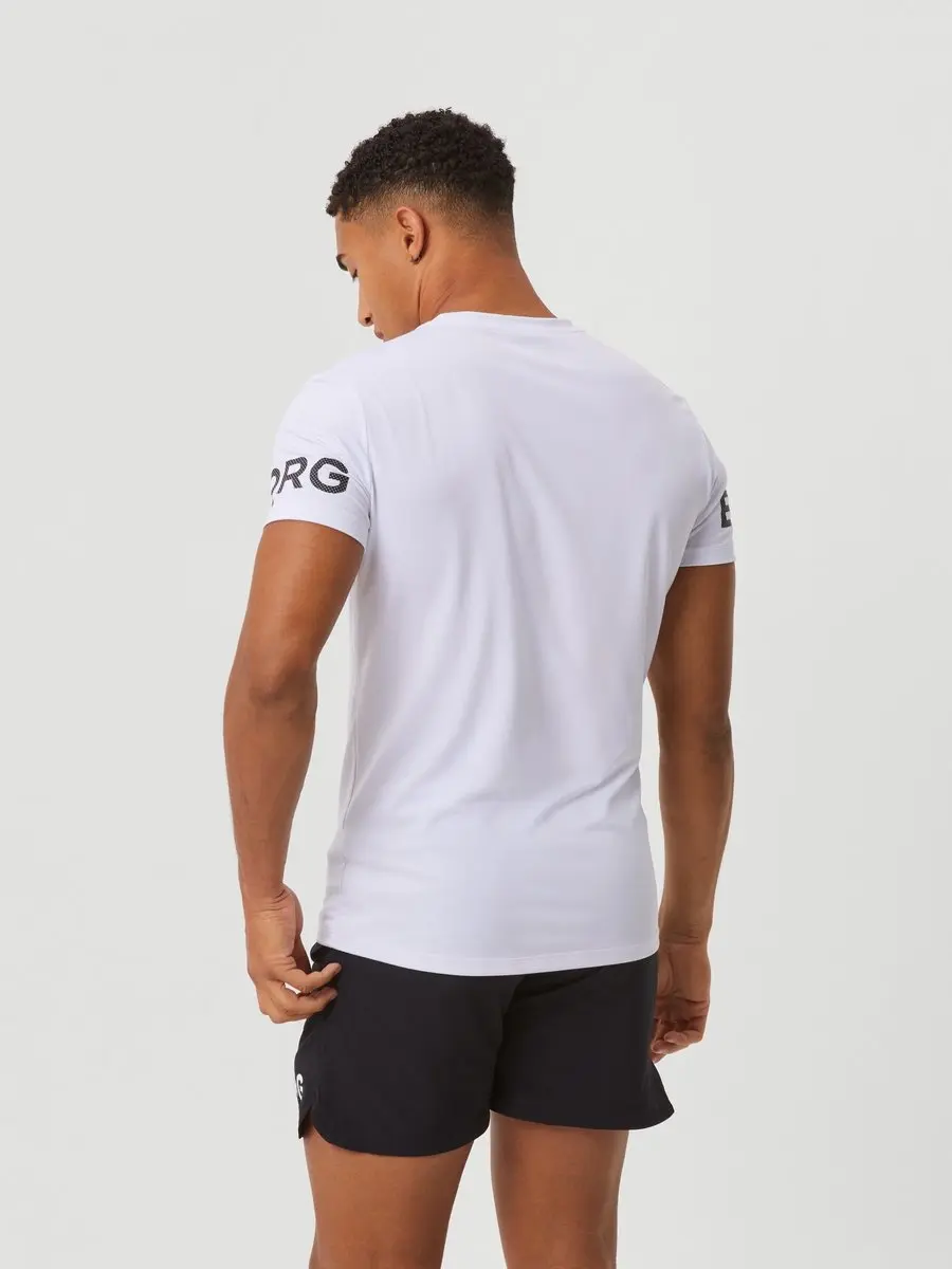 Björn Borg Heren Sportshirt Korte Mouw S - Wit - Gerecycled Polyester