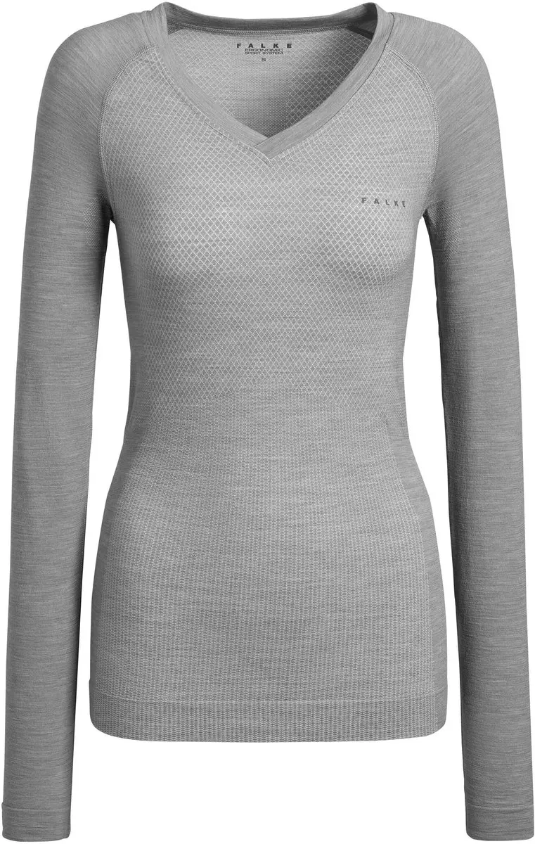 Falke Wool-Tech Light V-hals Shirt Dames - Grijs - S