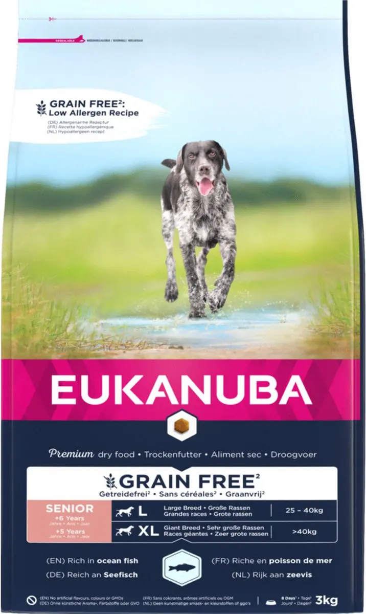 Eukanuba Senior Large Breed Graanvrij Zeevis Hondenvoer 12kg