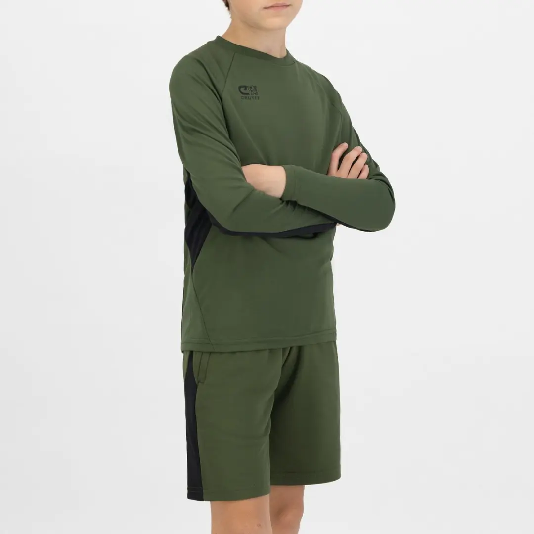 Cruyff Turn Tech LS Shirt Junior 128 - Olijfgroen/Zwart