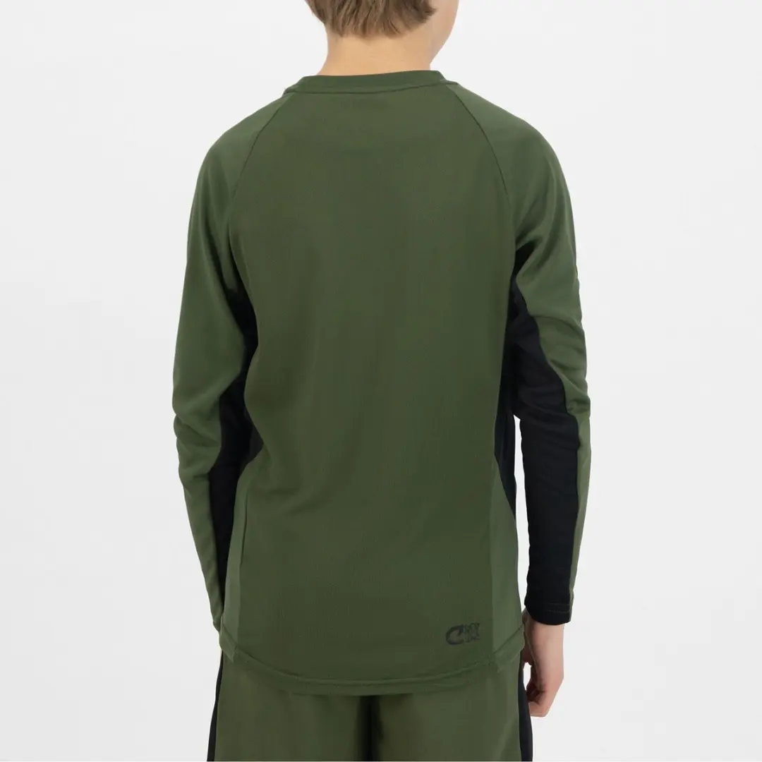 Cruyff Turn Tech LS Shirt Junior 128 - Olijfgroen/Zwart