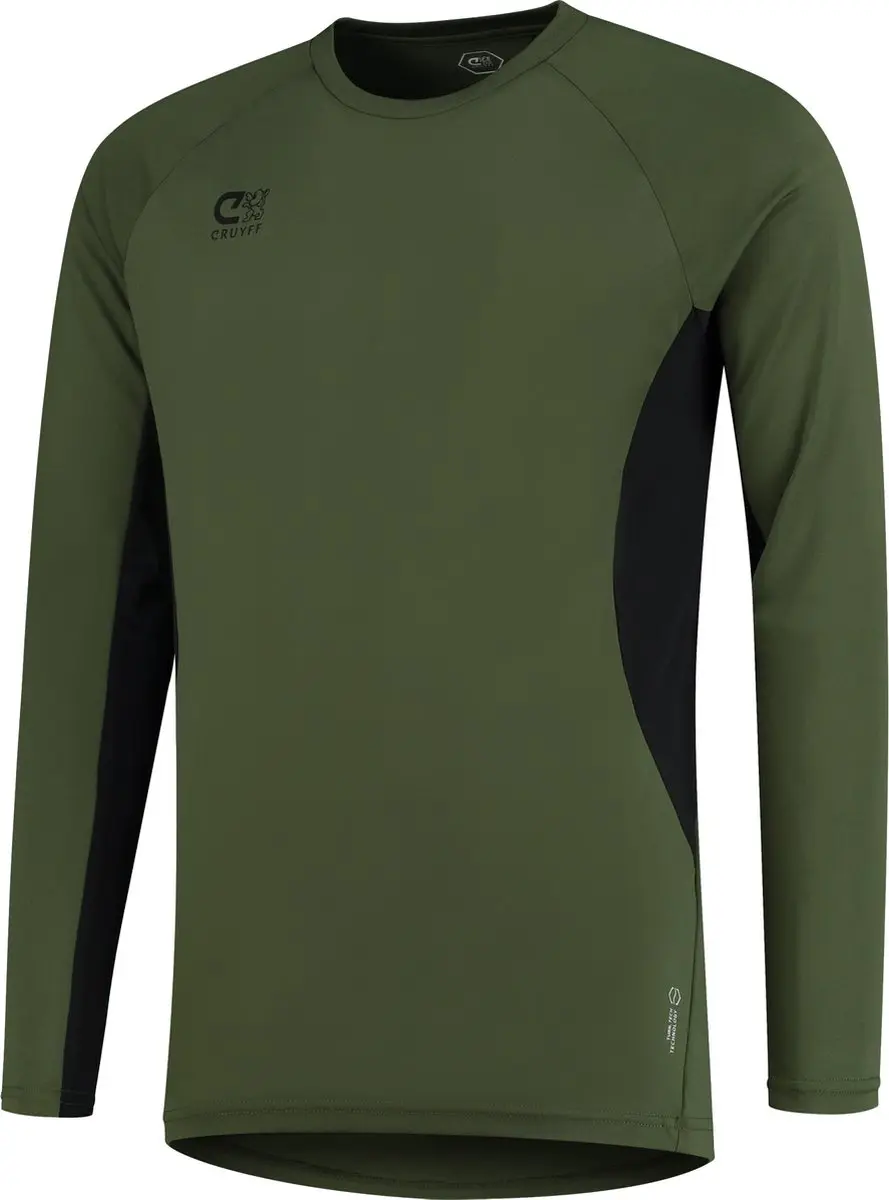 Cruyff Turn Tech LS Shirt Junior 128 - Olijfgroen/Zwart