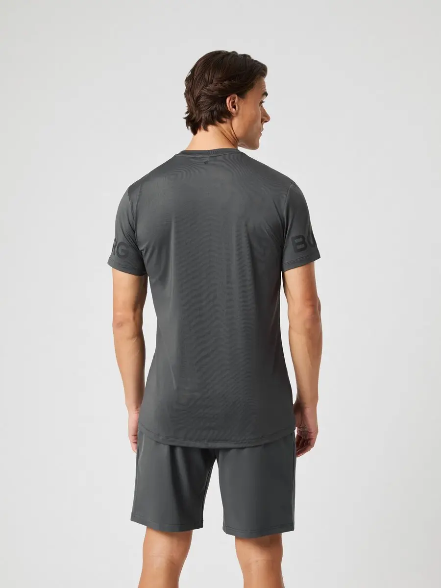 Björn Borg Heren Sportshirt Korte Mouw S - Asphalt Grijs