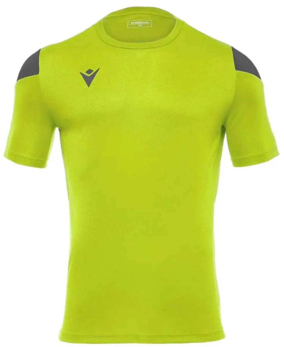 Macron Polis Shirt Korte Mouw Heren - Fluogeel/Antraciet M