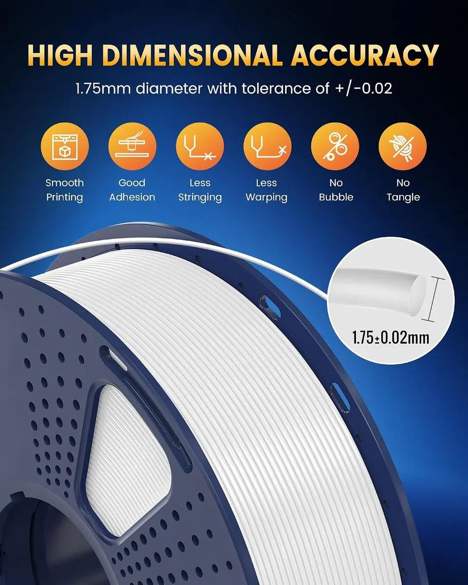 Sunlu PLA+ 2.0 Filament 1.75mm - 4KG (4x1KG) - Wit