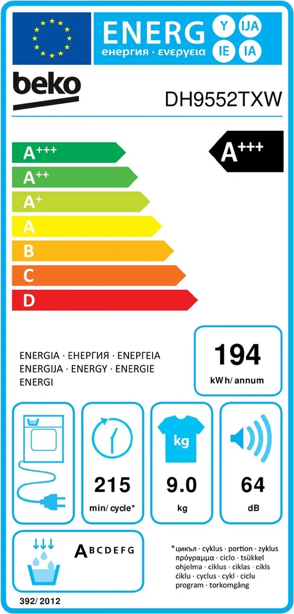 Beko DH9552TXW Warmtepompdroger 9 kg - Wit