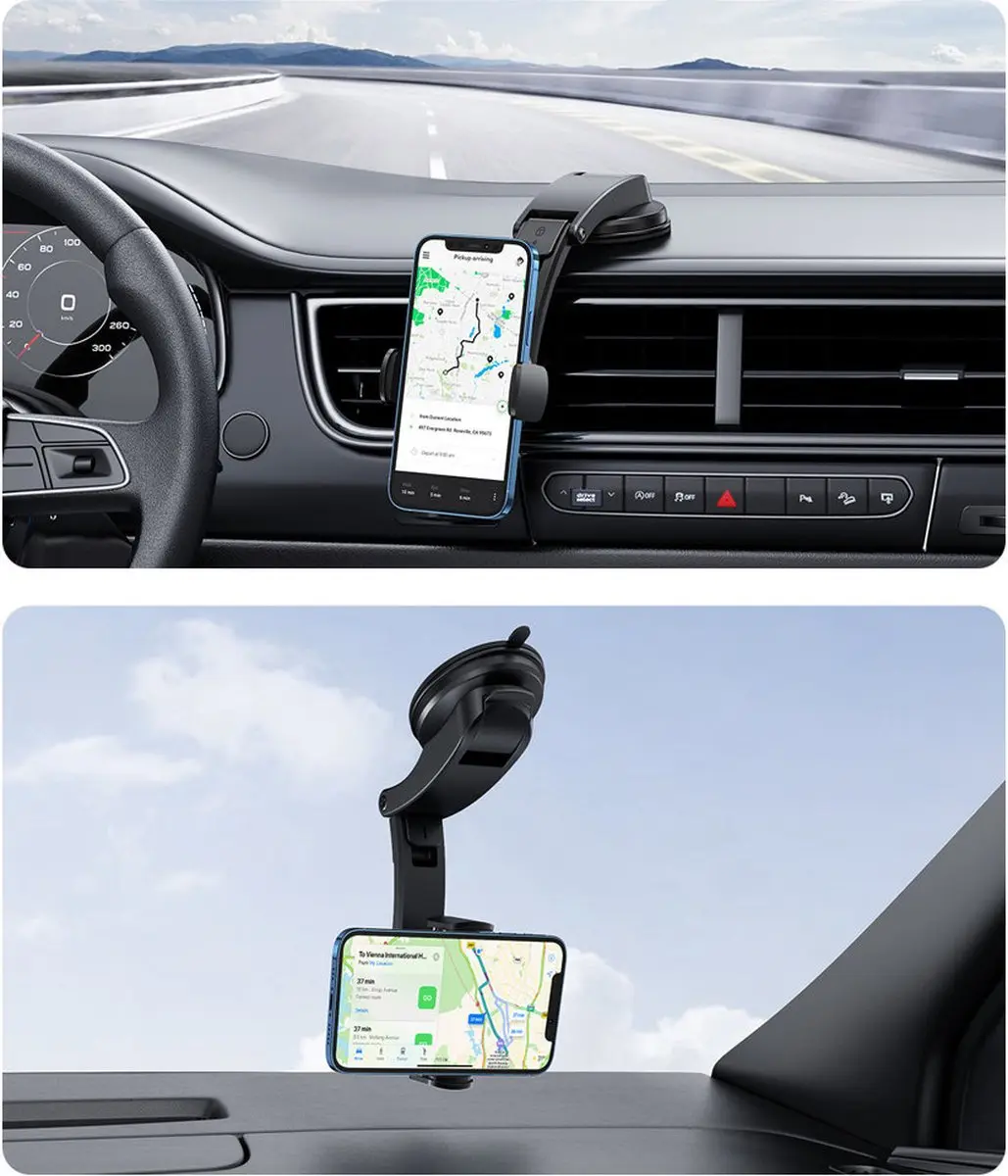Ugreen Universele Autohouder Telefoonhouder 6.6-9.5cm - Zuignap - Zwart - afbeelding 2 van 6