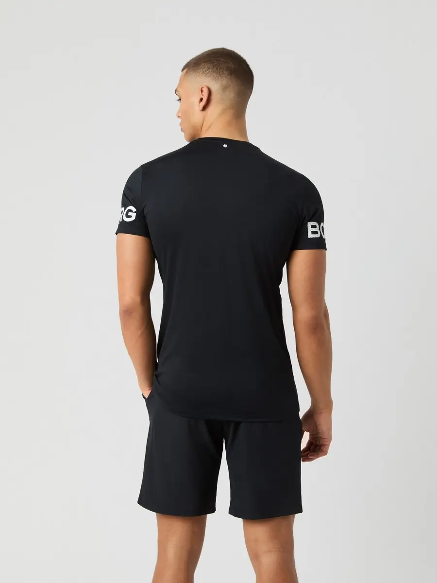 Björn Borg Heren Sportshirt Korte Mouw - Zwart/Wit