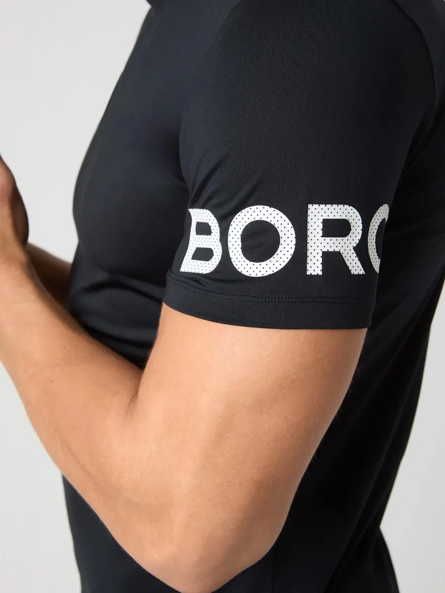 Björn Borg Heren Sportshirt Korte Mouw - Zwart/Wit
