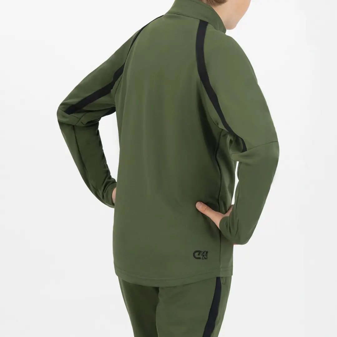 Cruyff Turn Tech Trainingssweater Junior 152 - Olijfgroen/Zwart
