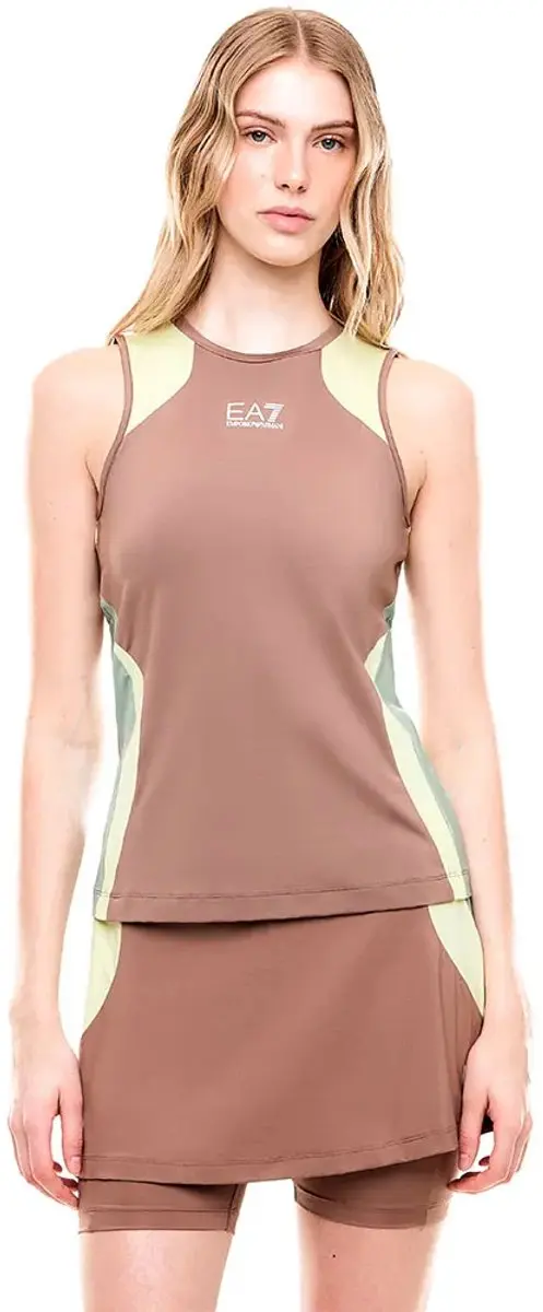 Giorgio Armani EA7 Emporio Armani Mouwloos T-shirt - L - Deep Taupe/Green/Lime