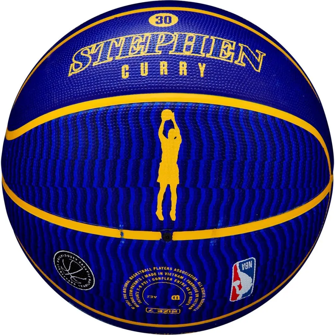 Wilson NBA Stephen Curry Basketball Maat 7 - Blauw/Geel - afbeelding 6 van 6