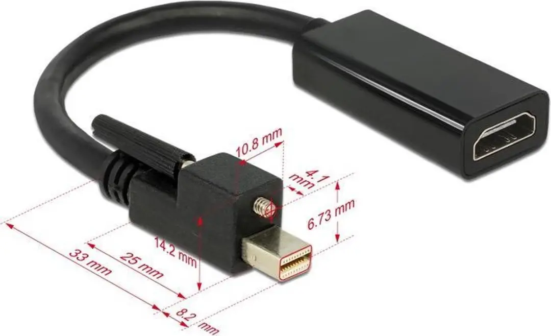 Delock Mini DisplayPort 1.2 naar HDMI 1.4 Adapter 4K 30Hz - 0,2m - Zwart - afbeelding 2 van 6