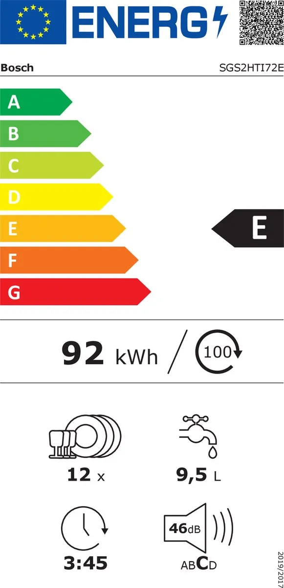 Bosch Serie 2 SGS2HTI72E Vaatwasser - 12 Couverts - Grijs