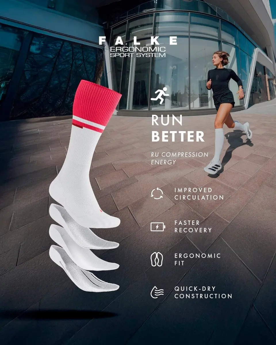 Falke RU Compression Energy Hardloopsokken Heren - Wit - Maat 39-42
