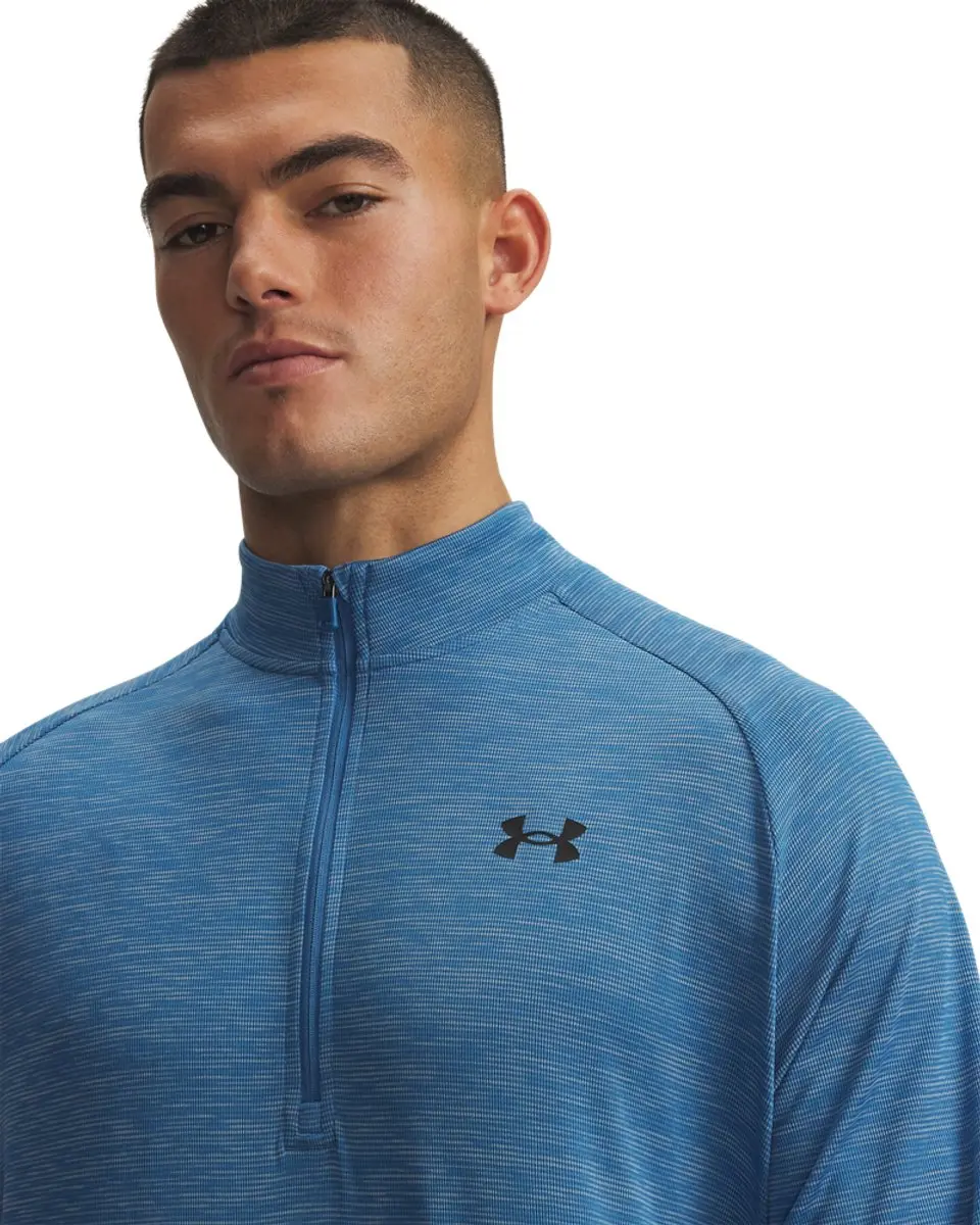 Under Armour UA Tech Textured 1/2 Zip Heren Sportshirt - Aegean Blauw - M