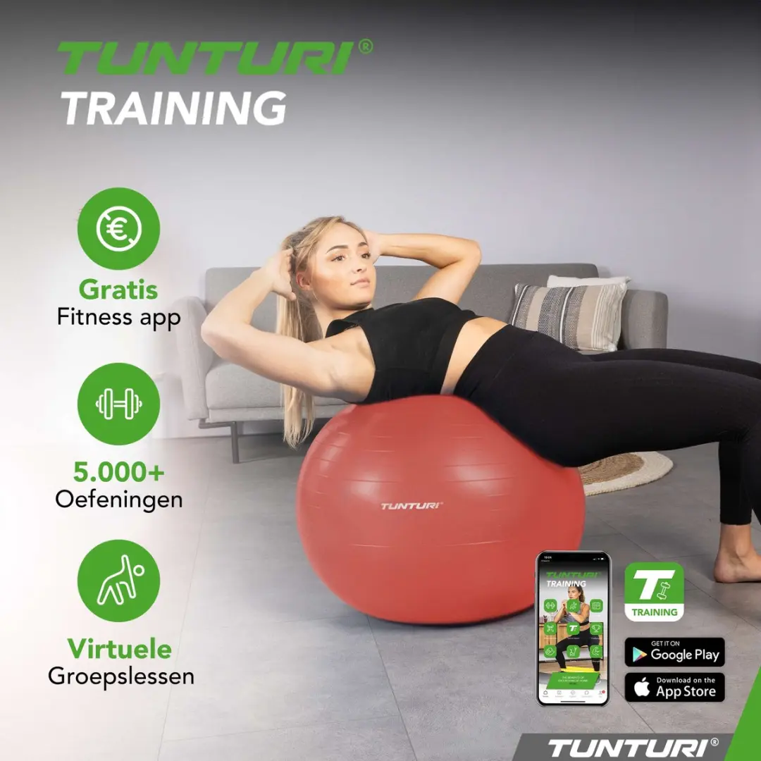Tunturi Anti Burst Fitnessbal 90cm - 220kg - Rose Goud