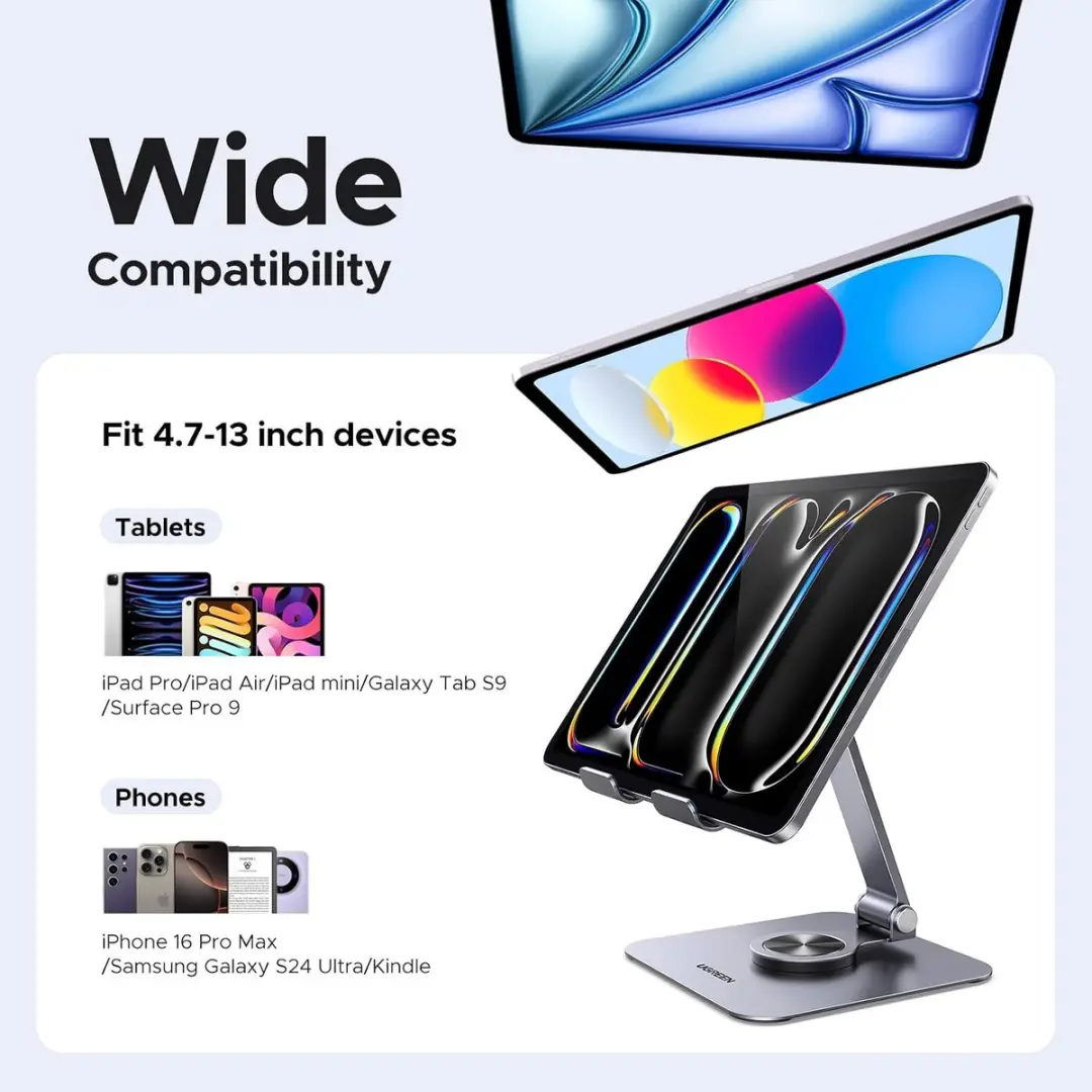 Ugreen Tabletstandaard 360° - Aluminium - 4-13 inch