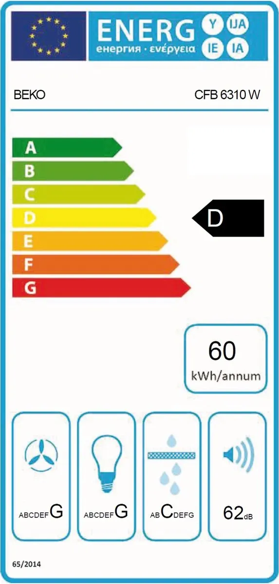 Beko CFB 6310 W Afzuigkap - 205 m³/u - 3 standen