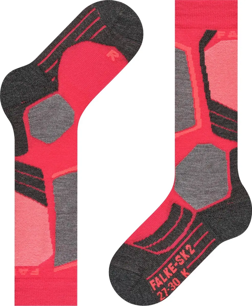 Falke SK2 Skisokken Kinderen - Dikke Wol Rood - Maat 35-38