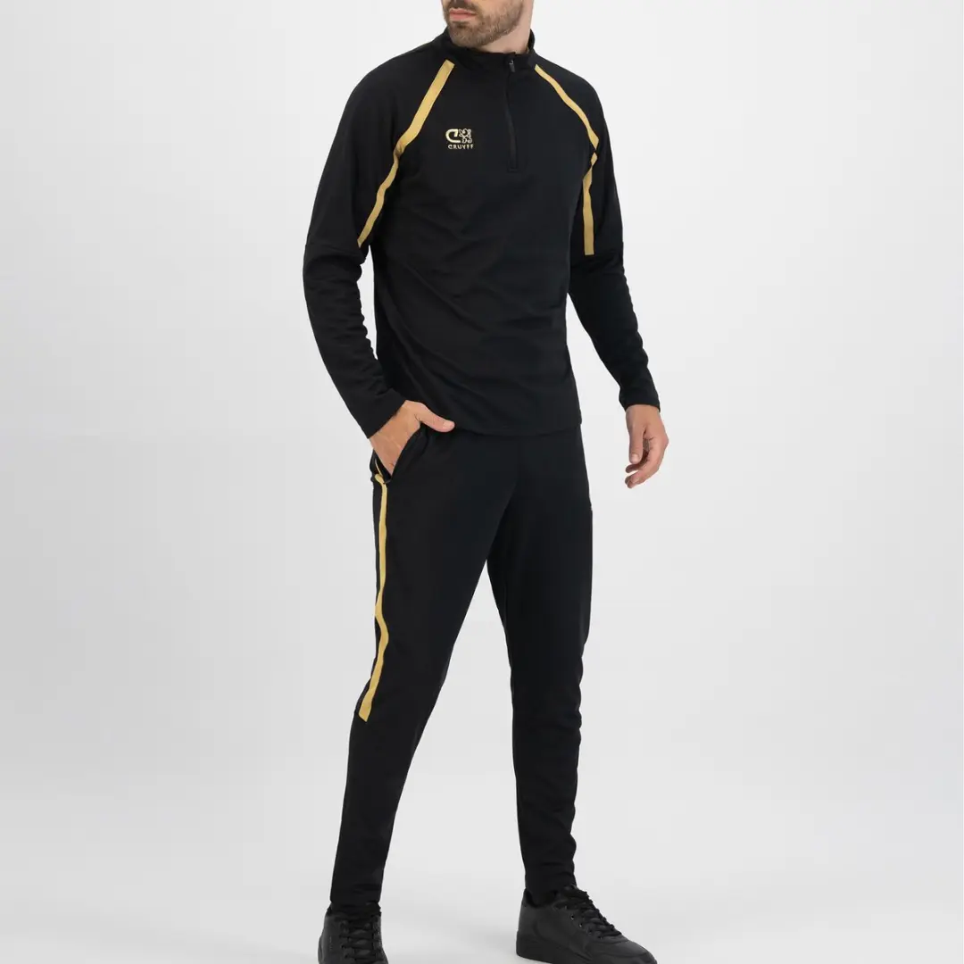 Cruyff Turn Tech Half Zip Trainingssweater Heren S - Zwart/Goud