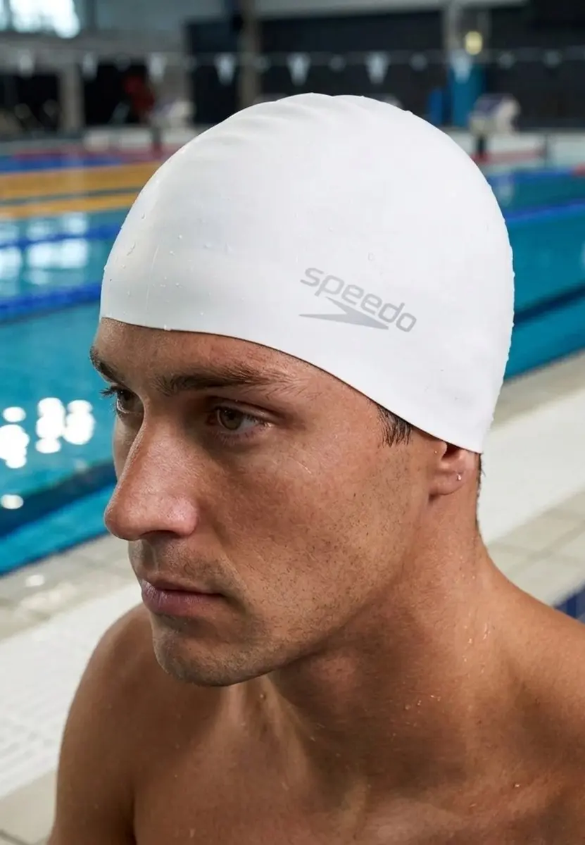 Speedo Plain Moulded Silicone Cap - Wit/Zilver - afbeelding 6 van 6