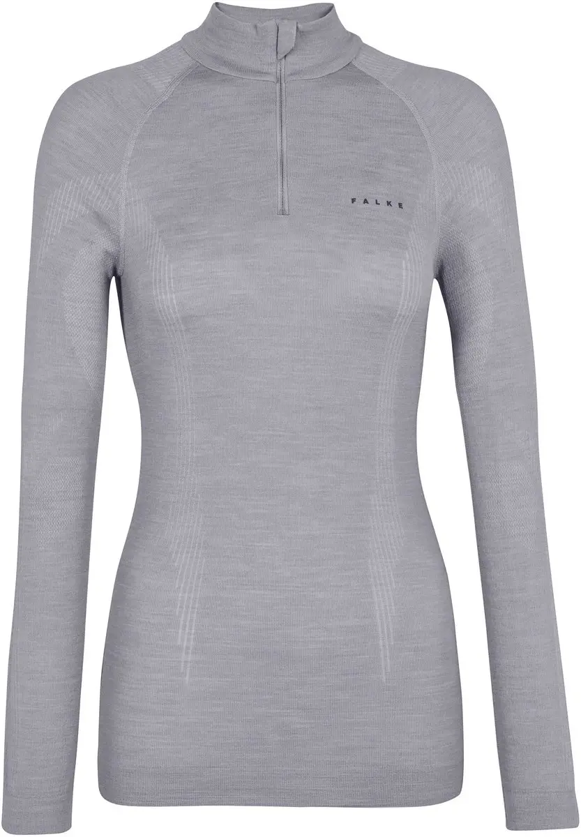 Falke Wool-Tech Zip Neck Shirt Dames - M - Grijs