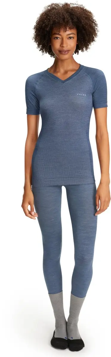 Falke Wool-Tech Light V-Neck Shirt - Dames - XS - Blauw