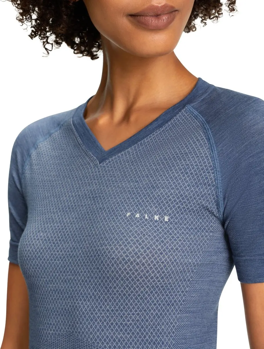 Falke Wool-Tech Light V-Neck Shirt - Dames - XS - Blauw
