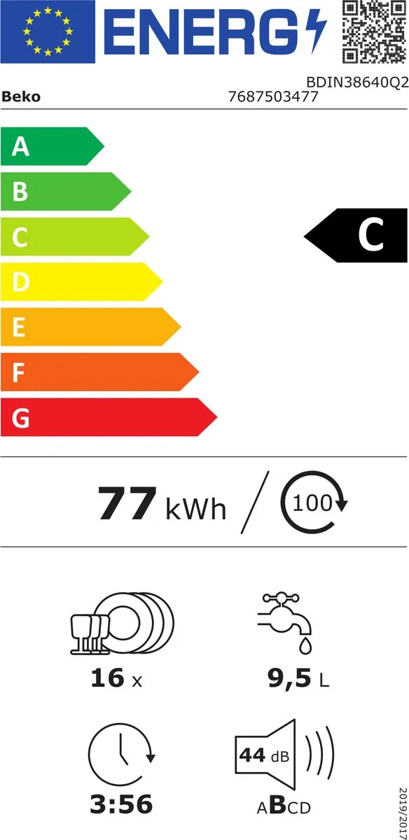 Beko BDIN38640Q2 Inbouwvaatwasser 16 Couverts - Wit