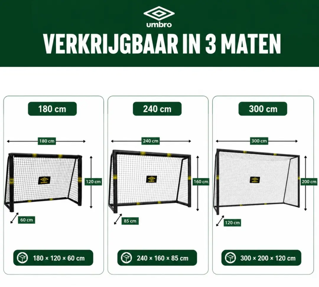 Umbro Voetbaldoel 180x120x60cm - Zwart/Geel