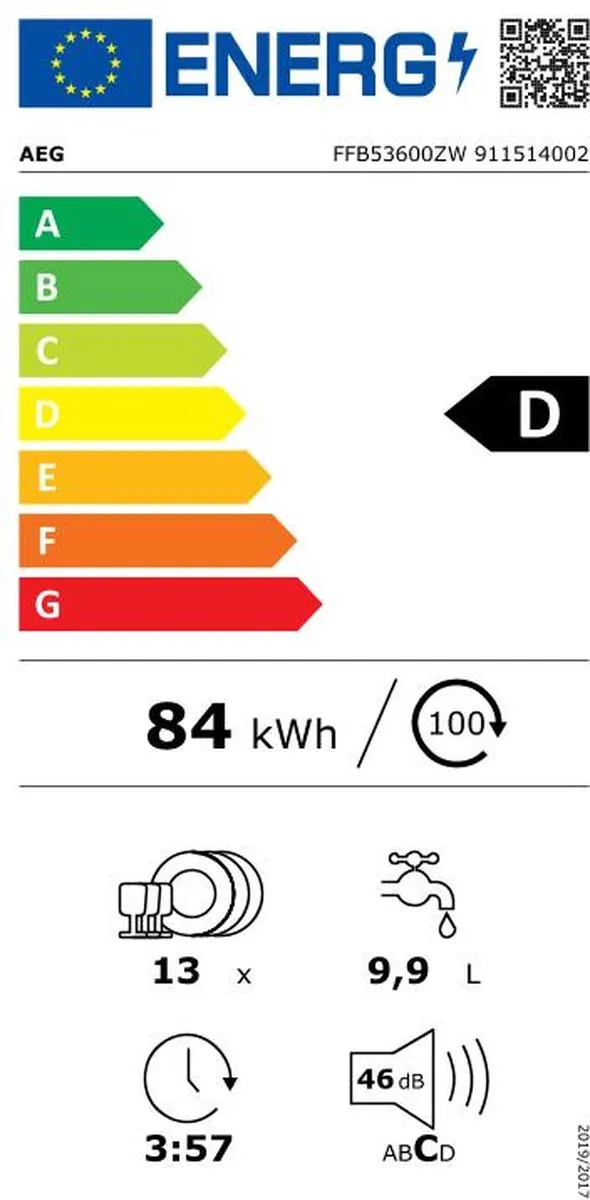 AEG FFB53600ZW Vrijstaande Vaatwasser - 13 Couverts - Wit