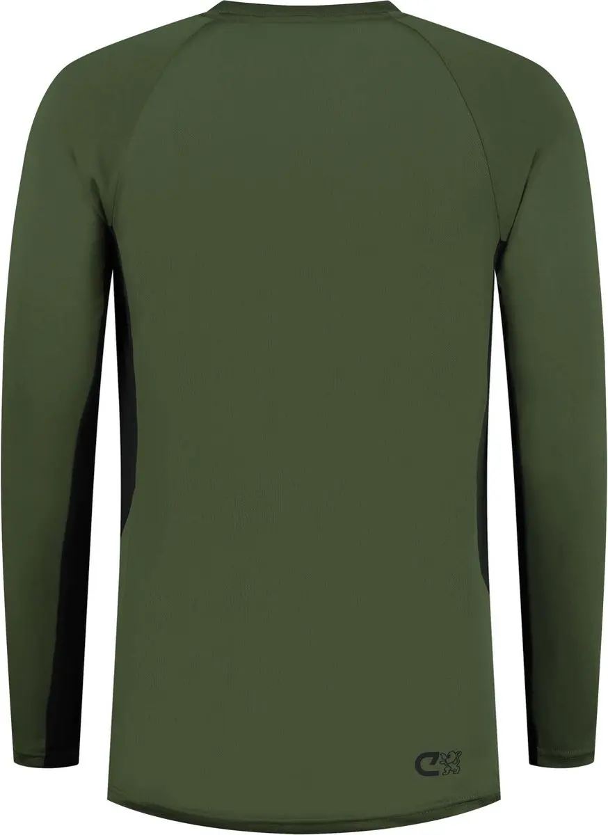 Cruyff Turn Tech LS Shirt Junior 164 - Olijfgroen/Zwart