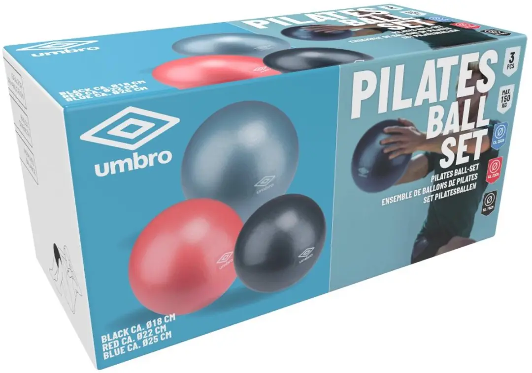 Umbro Pilatesballen Set - 3 Stuks (18/22/25cm) - Zwart