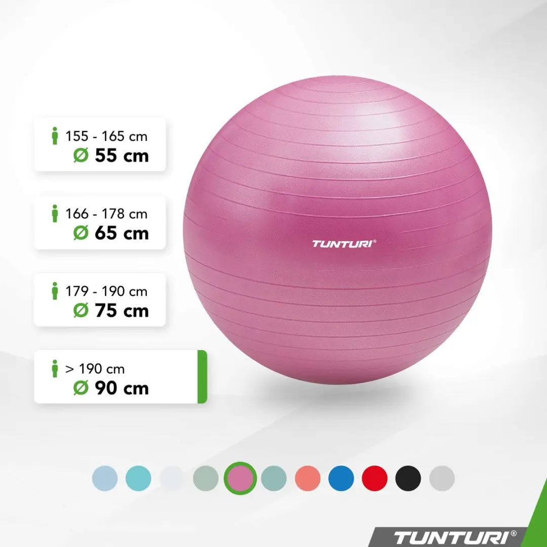 Tunturi Anti Burst Fitnessbal 90cm - 220 kg - Paars
