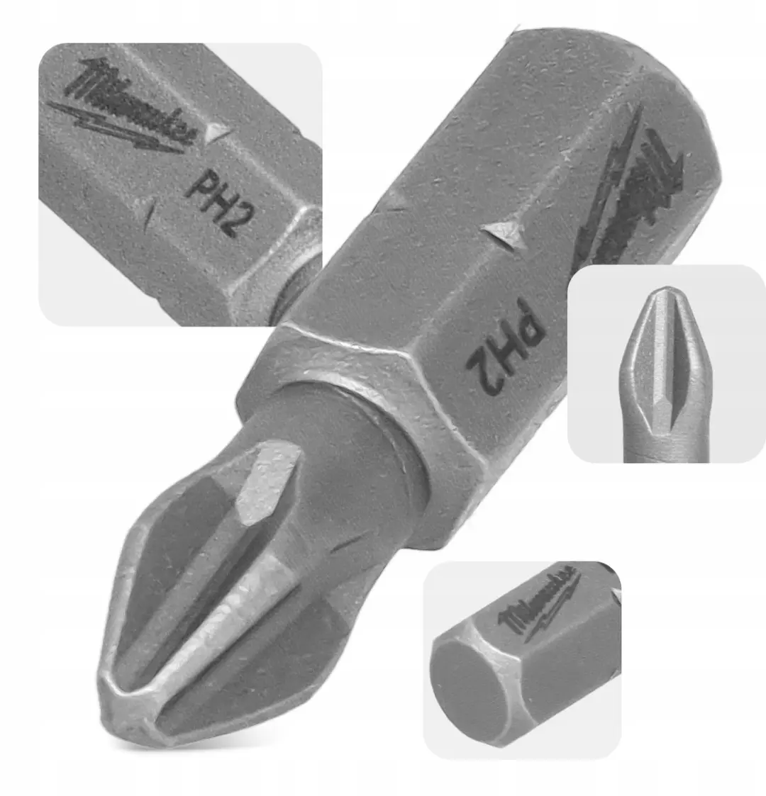 Milwaukee PH2 Bits 25mm Magnetisch - 3 Stuks