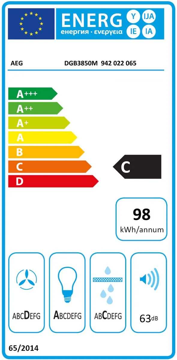 AEG DGB3850M Afzuigkap - 600m³/u - 4 standen