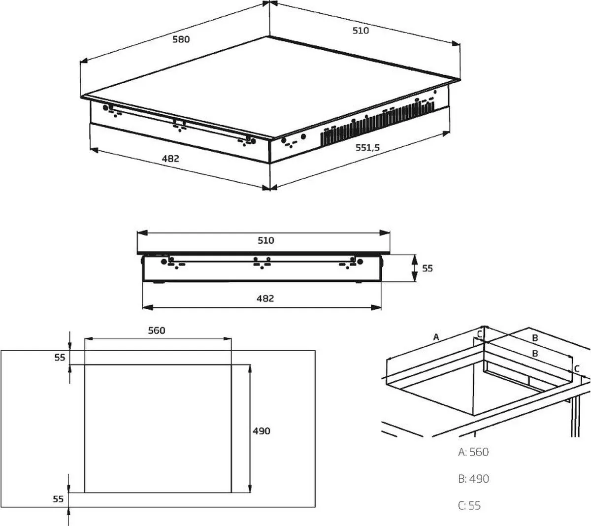 Beko HII64401MT Inductiekookplaat 4 zones - Zwart