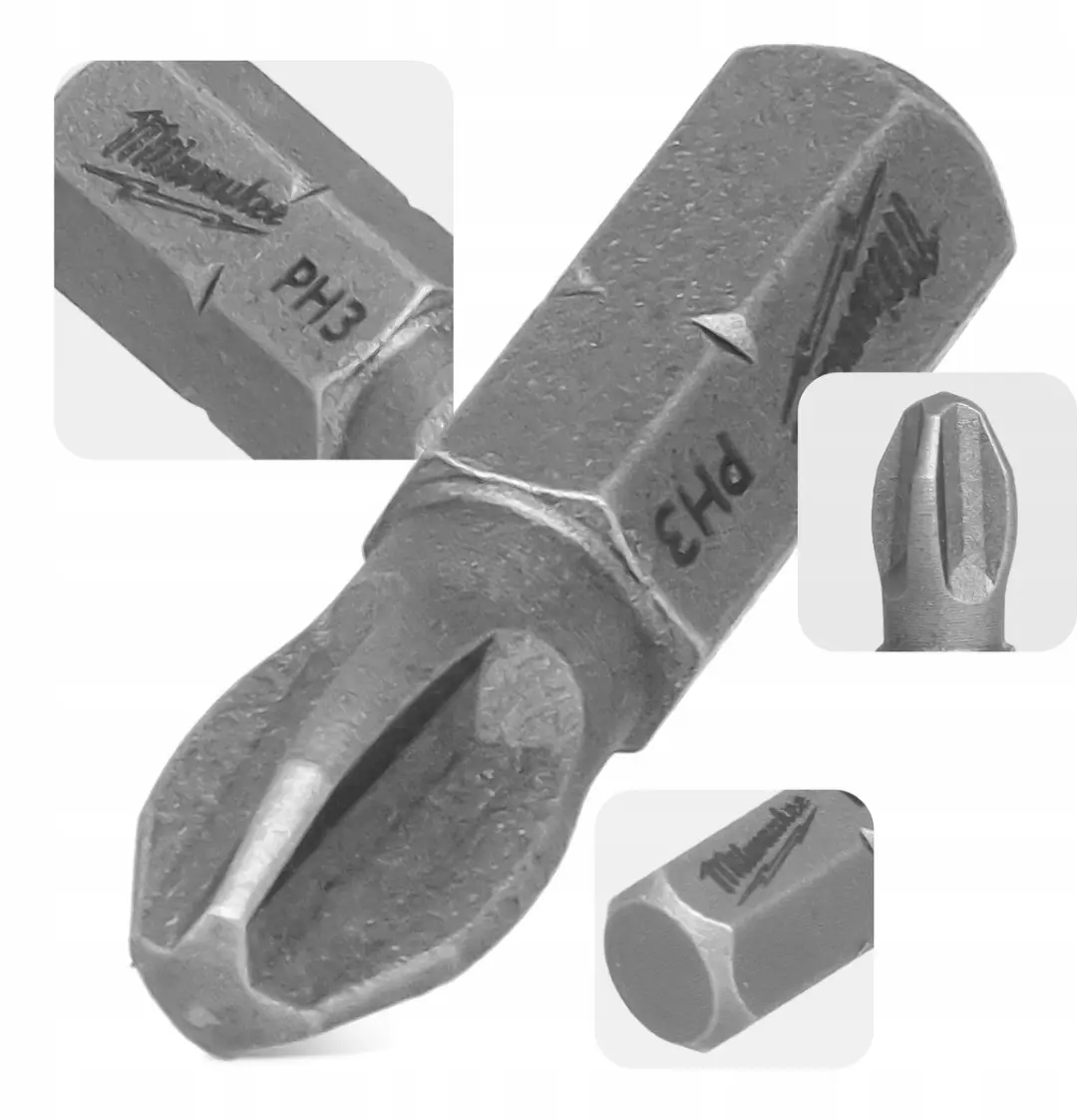 Milwaukee PH3 Schroefbits 25mm Magnetisch - Roestvrij Staal - 2 Stuks