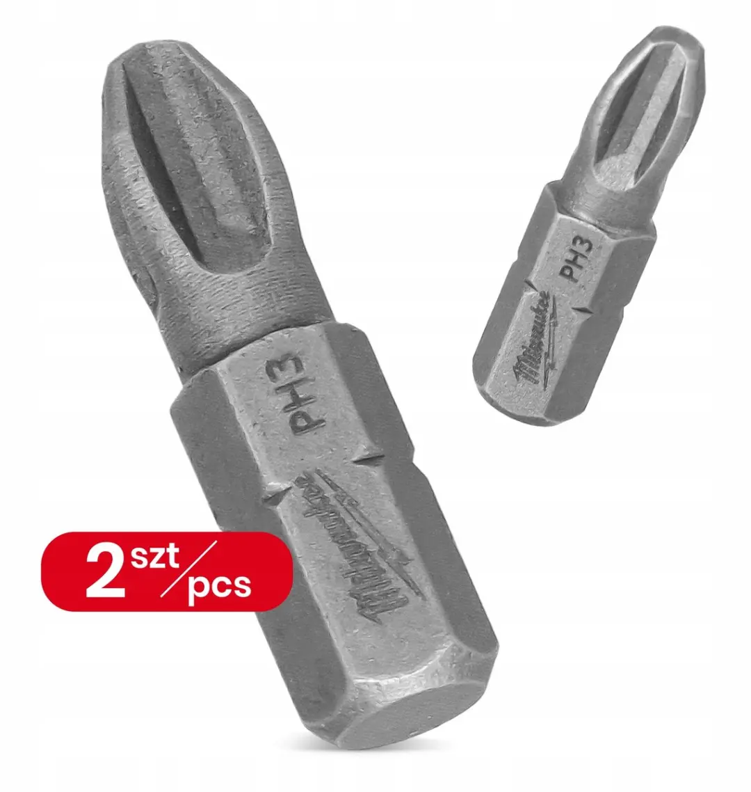 Milwaukee PH3 Schroefbits 25mm Magnetisch - Roestvrij Staal - 2 Stuks