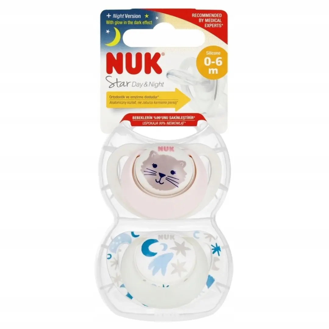 NUK Star Light Night Speen 0-6m - 2 Stuks