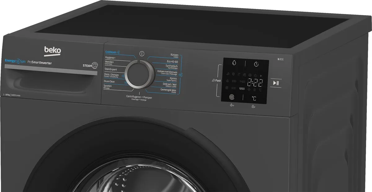 Beko BM3WFT31041A1 EnergySpin Wasmachine 10kg - Manhattan Gray