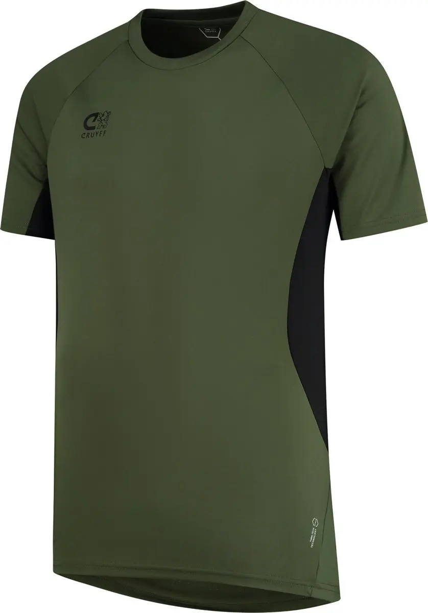 Cruyff Turn Tech Shirt Heren - M - Olijfgroen/Zwart