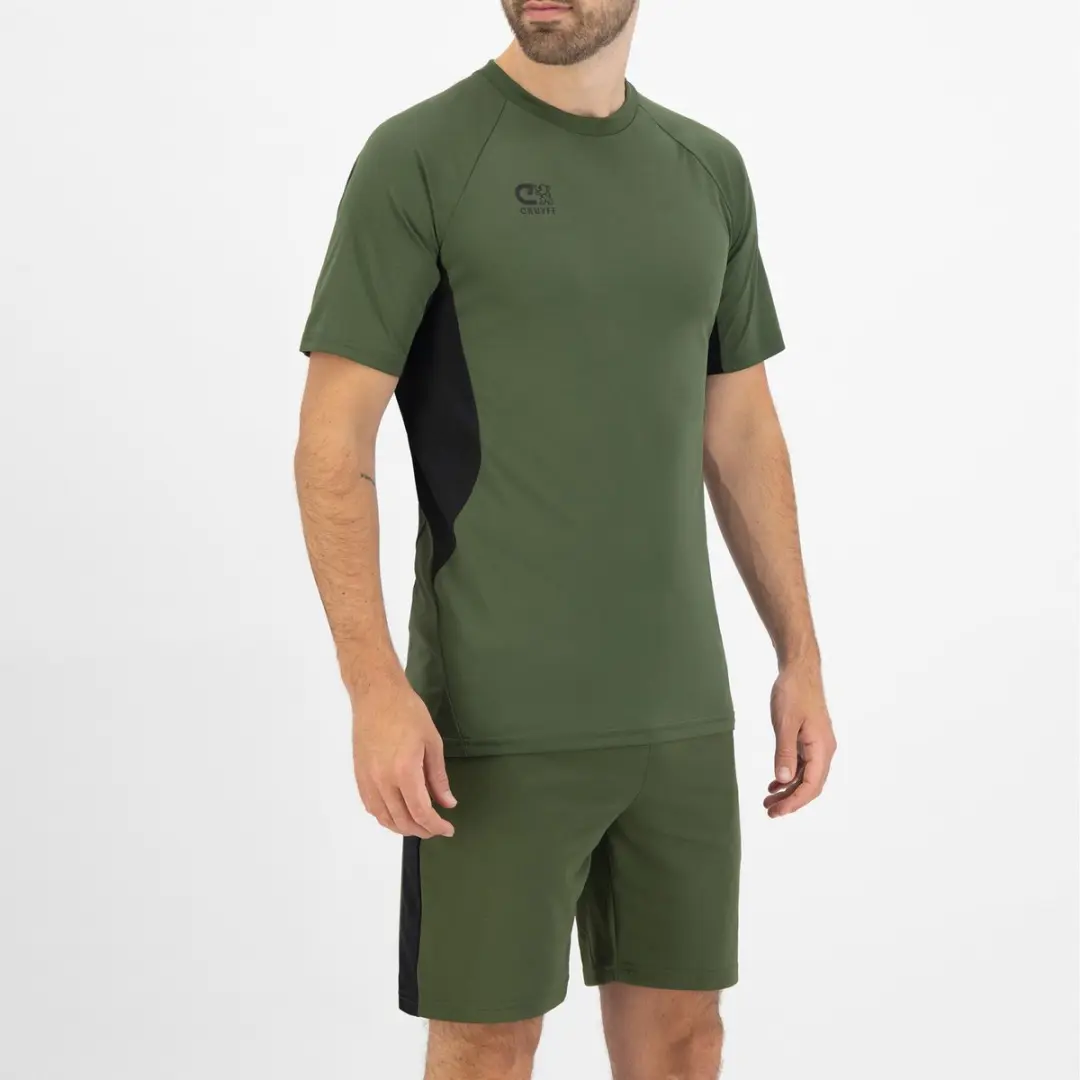 Cruyff Turn Tech Shirt Heren - M - Olijfgroen/Zwart
