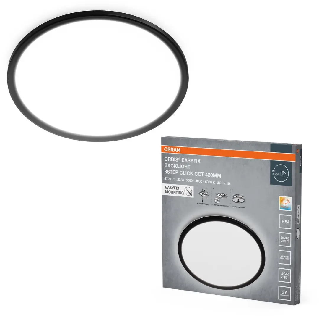 Osram Orbis Easyfix 420mm Plafondlamp - 22W - 1700lm - Zwart - afbeelding 2 van 4