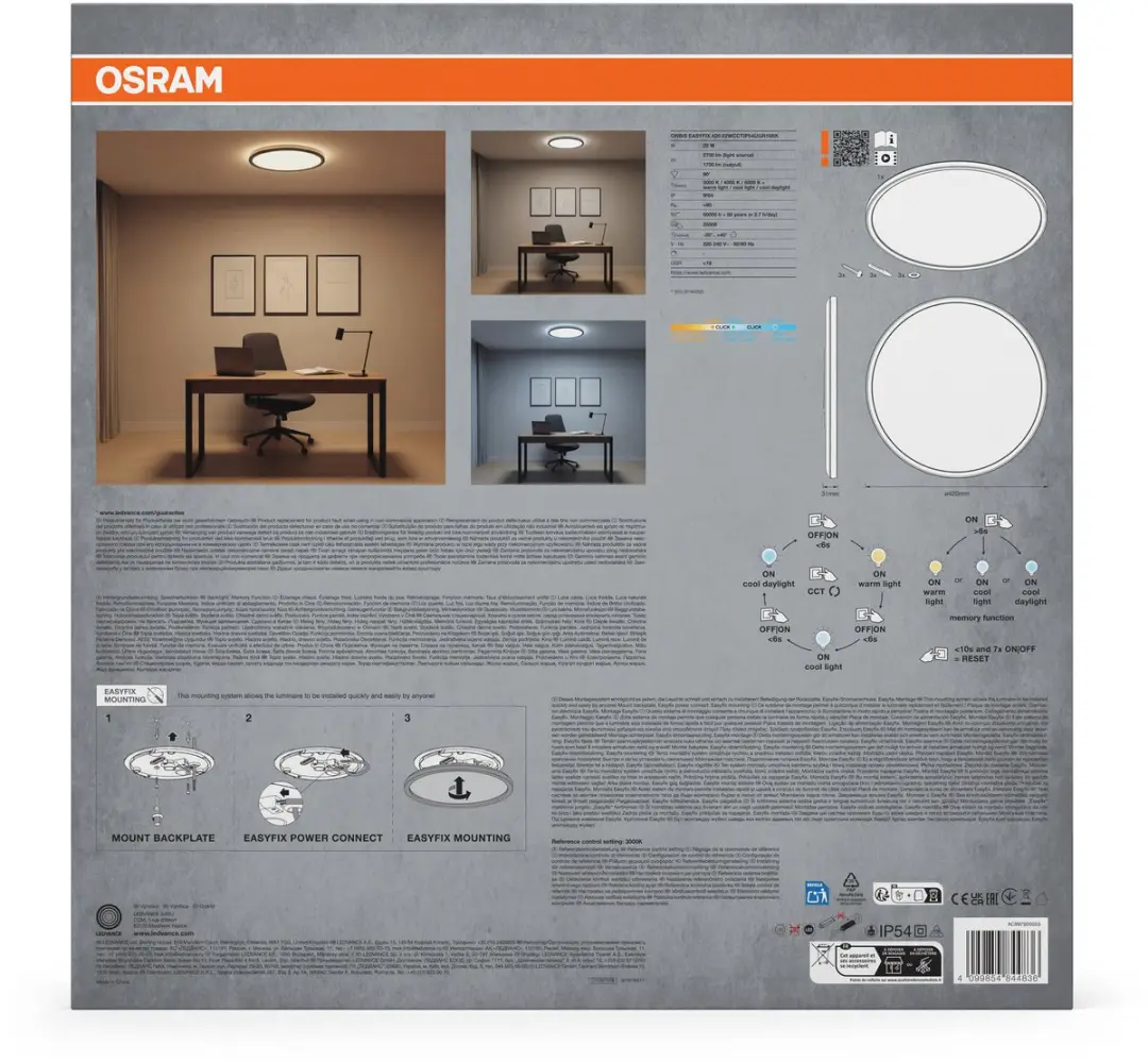 Osram Orbis Easyfix 420mm Plafondlamp - 22W - 1700lm - Zwart - afbeelding 3 van 4