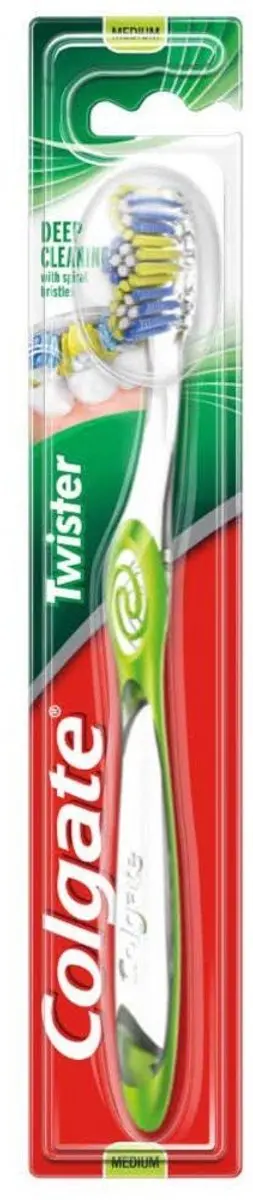 Colgate Twister Medium Tandenborstel - Blauw/Geel/ Groen/Rood/Wit