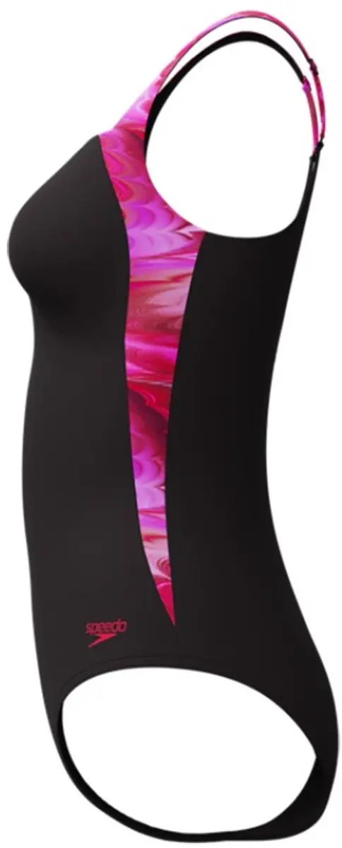 Speedo Lunalustre Printed Shaping Badpak Dames - Maat 42 - Zwart-Rozes